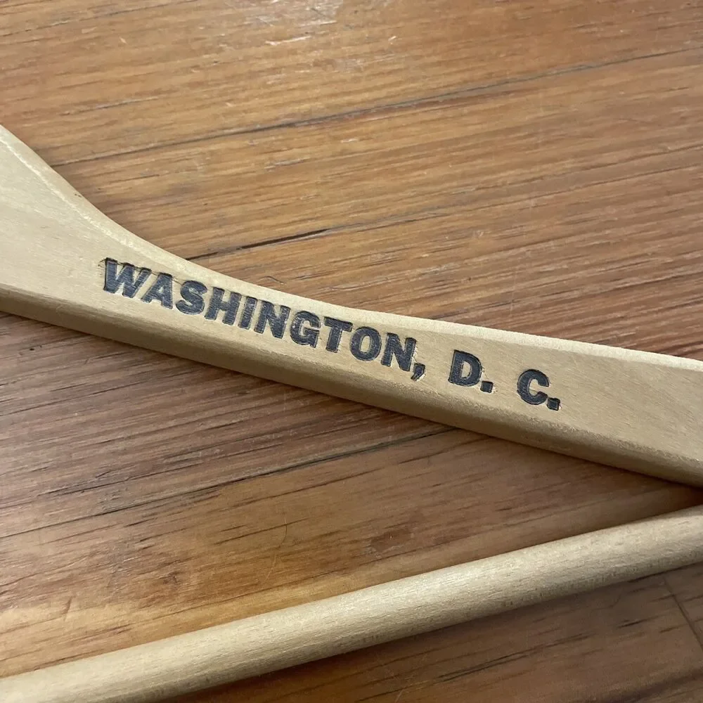 Vintage Wood Clothes Hanger Hotel Washington D.C. District of Columbia
